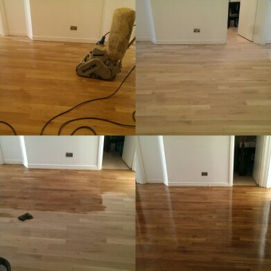 Hard wood Floor Sanding and Refinishing with a Georgian Medium oak stain