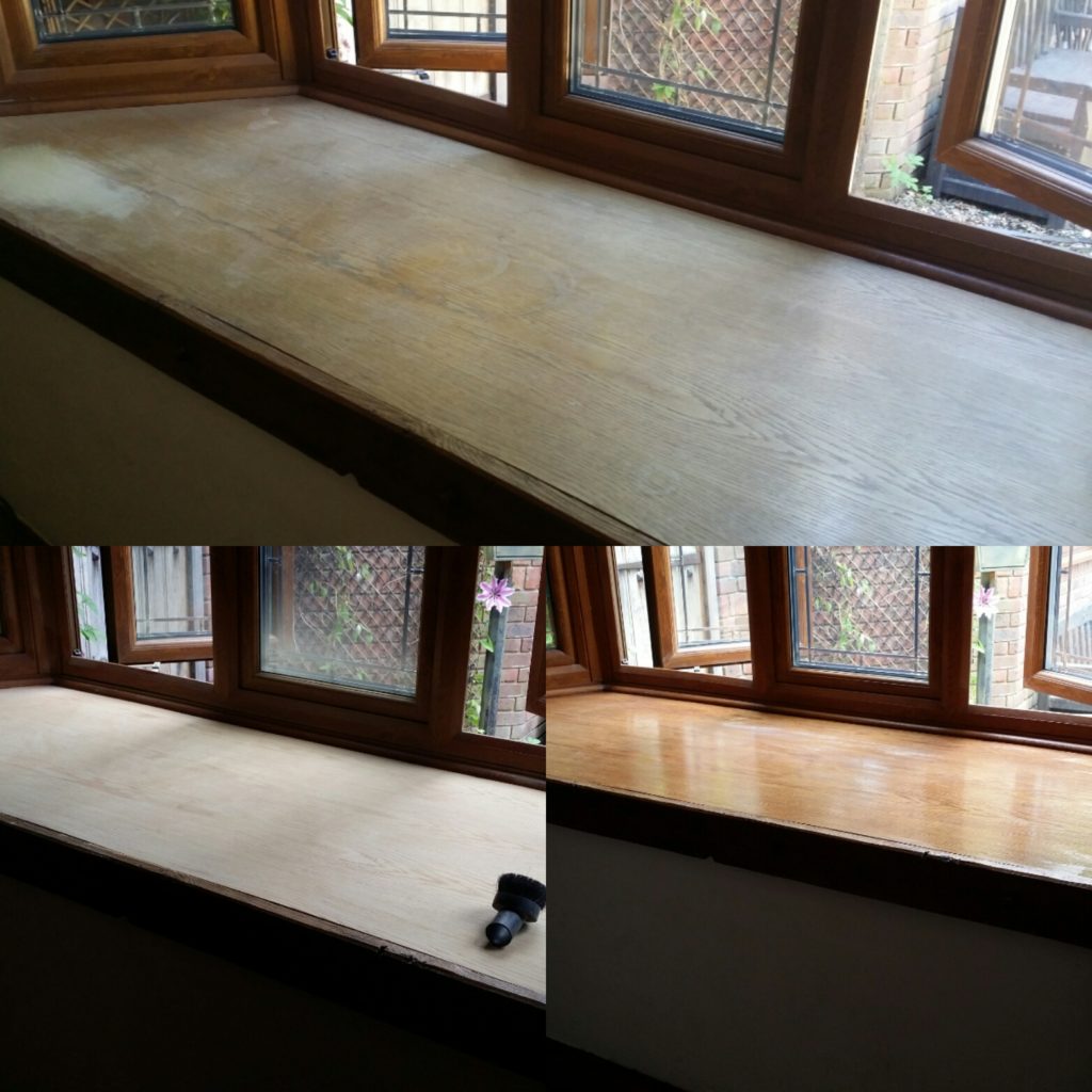 Wooden window sill sanding & refinishing