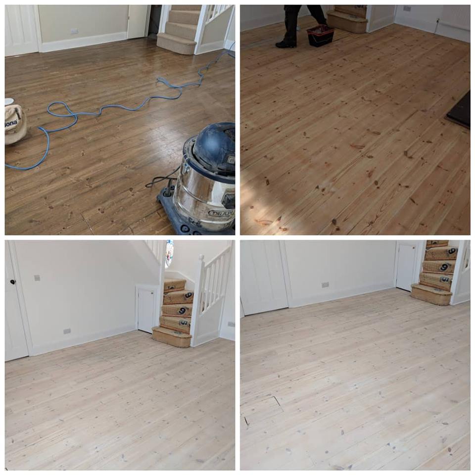Pine Floor Sanding with a White Wash in London