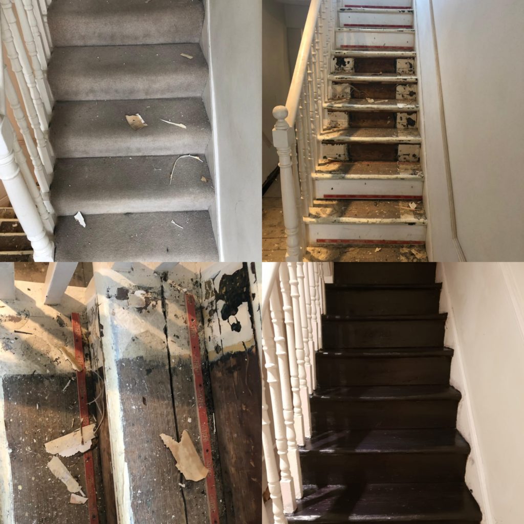 Ebony stair floor sanding